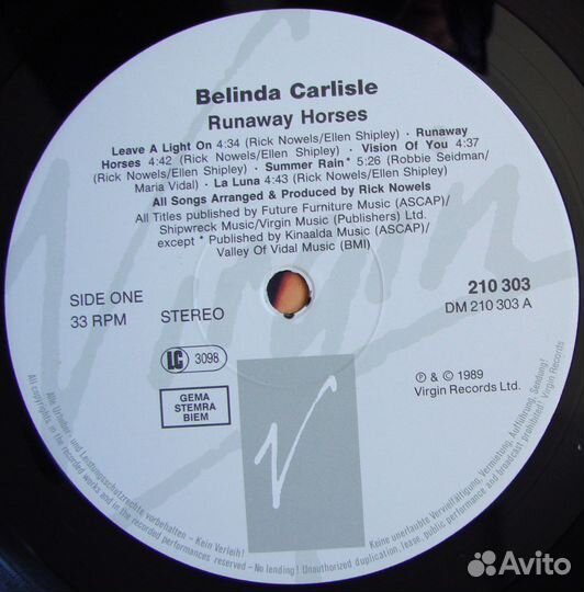 Belinda carlisle - runaway horses / 1989 germany