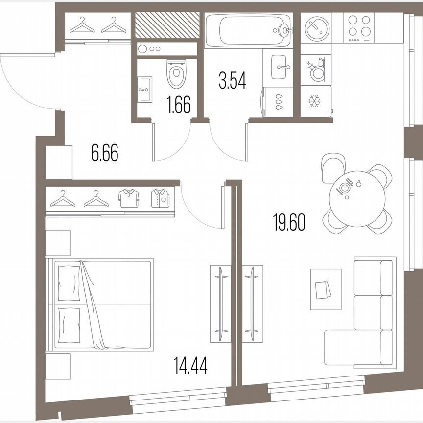 1-к. квартира, 45,9 м², 2/10 эт.