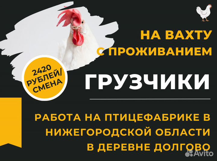 Грузчики на птицефабрику. Вахта в Нижегород.обл