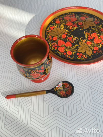 Набор деревянной посуды Хохлома