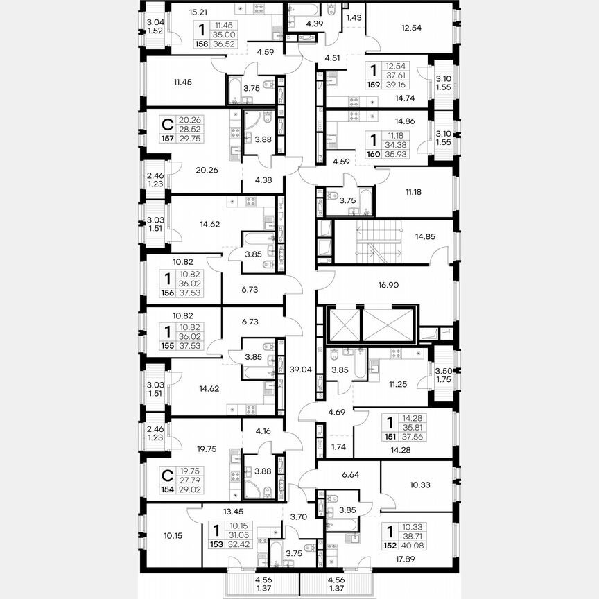 1-к. квартира, 40,1 м², 3/15 эт.