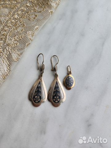 Украшения серьги,кулон серебро 875 проба 