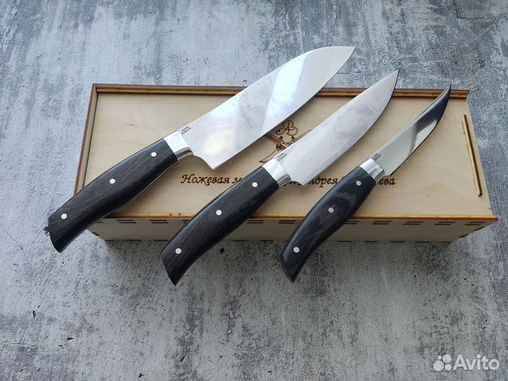 Набор кухонных ножей с подставкой, х12мф кованая