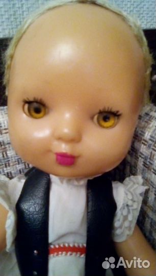 Кукла пупс СССР. Паричковая 43см, клеймо дерево