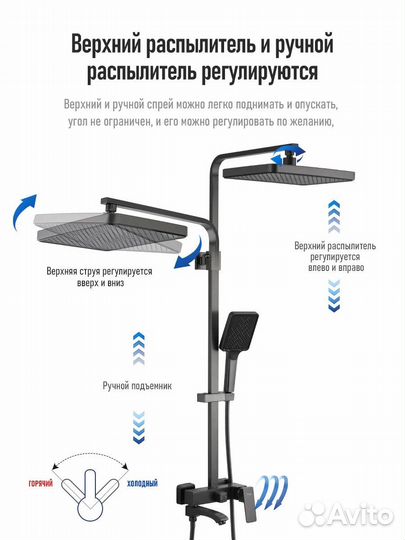 Душевая система Frap F2476-9 оружейная сталь