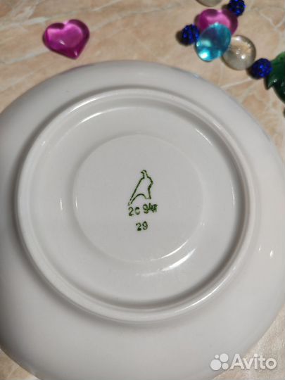 Блюдца Дулёво СССР. Тарелка рельефная с позолотой