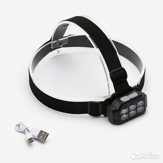 Фонарь налобный аккумуляторный, 3 Вт, 6 XHP40, 5 р