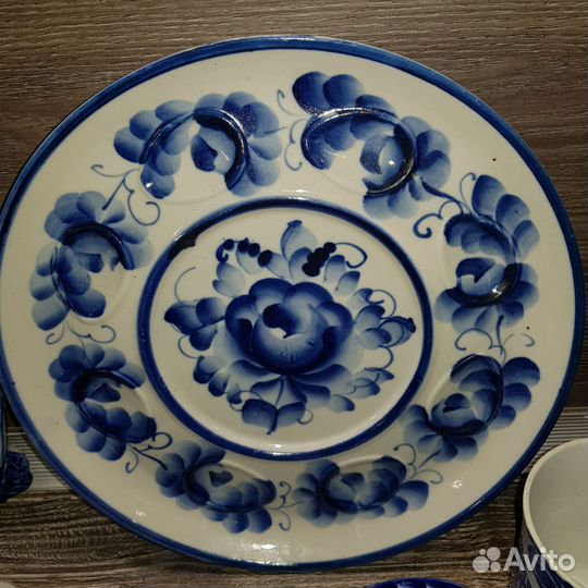 Тарелка гжель для пасхальных яиц