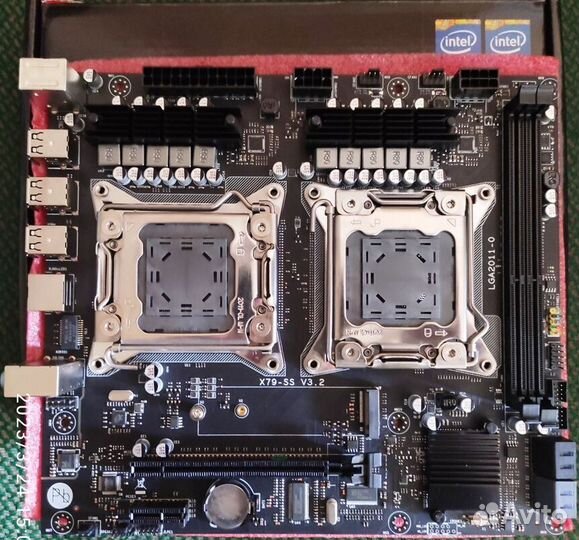 Материнская плата X79 2xCPU. Новая.Комплект