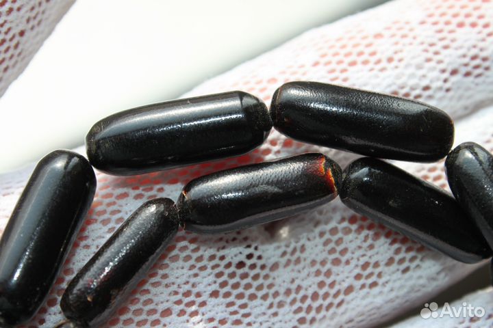 Винтажные бусы. чокер. крупный чёрный коралл