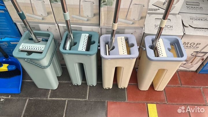 Оптом швабра с ведром и с отжимом + 2 насадки