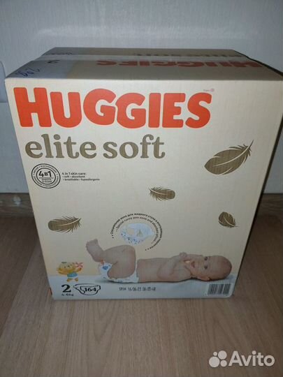 Подгузники Huggies elite soft 2 размер (164шт)