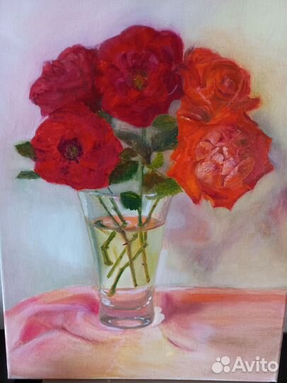 Картина Букет роз масло, холст