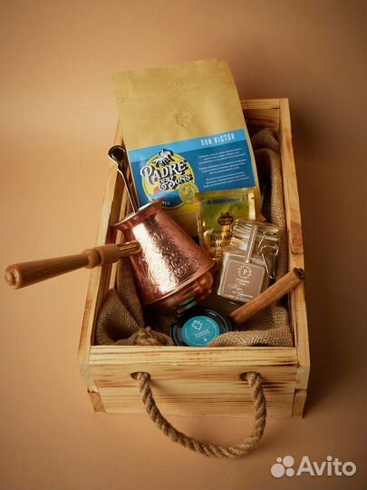 Турка медная с мерной ложкой для кофе