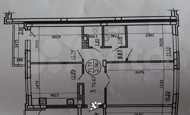 3-к. квартира, 71,9 м², 7/17 эт.