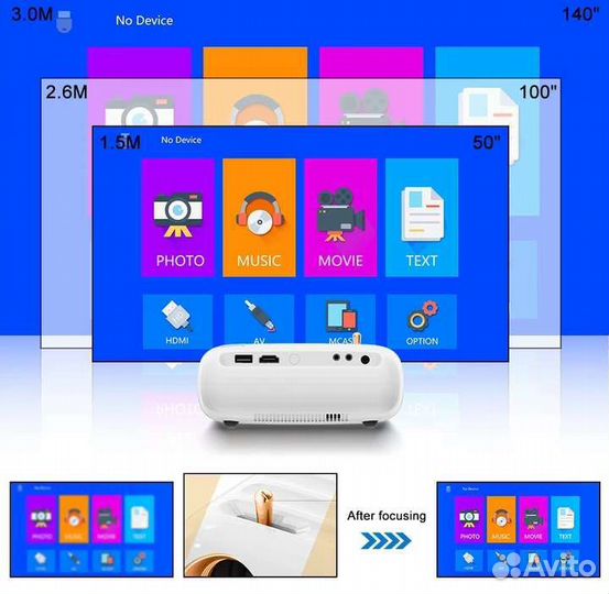 Проектор с WiFi Everycom HD 1280x720 Новый