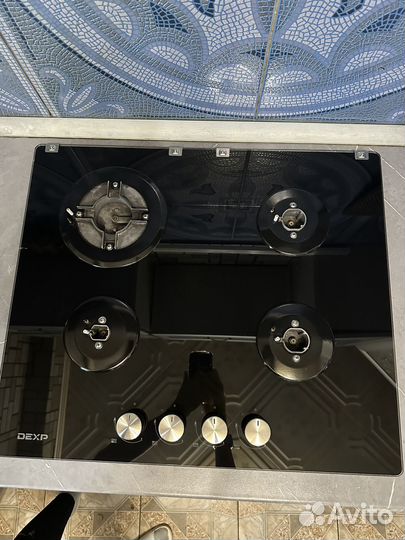 Газовая варочная панель 4 конфорки стеклоDexp