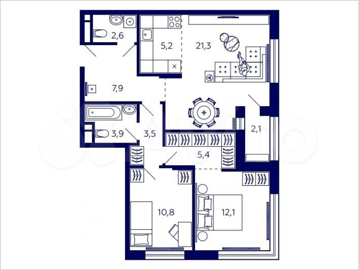 2-к. квартира, 73,6 м², 8/31 эт.