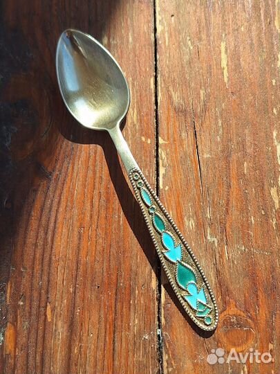 Серебряная чайная ложка, 875 эмаль