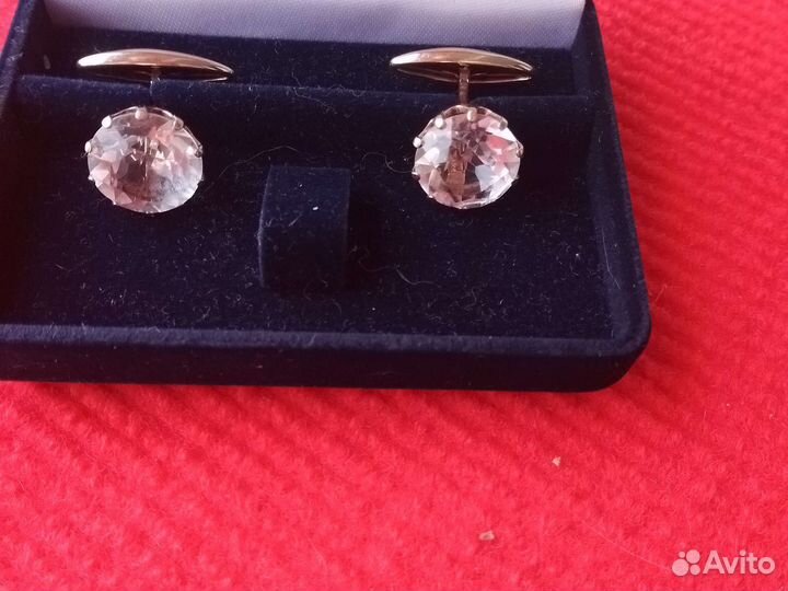 Запонки горный хрусталь СССР звезда серебро