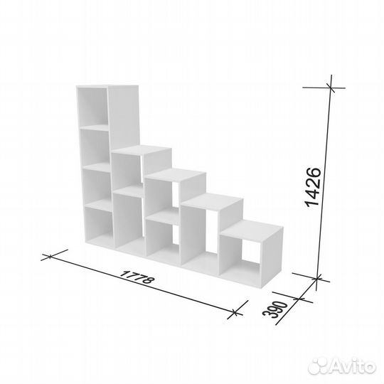 Стеллаж / Модуль / Стеллаж деревянный белый