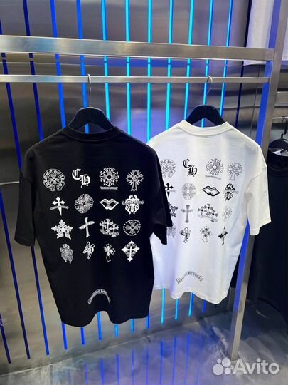 Футболка овер унисекс chrome hearts премиум