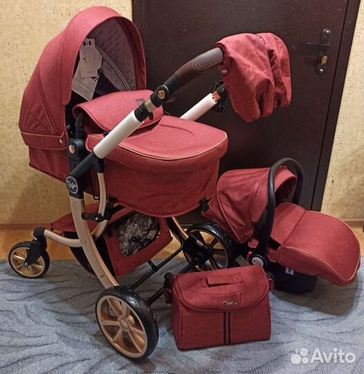 Dalux 608 Коляска 3в1 новая бордовый цвет