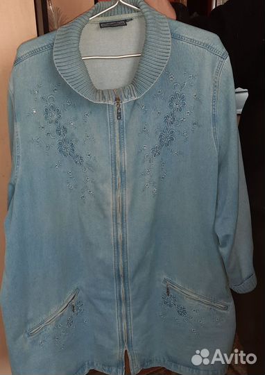 Куртка джинc со стразами большой размер 11xl64-70