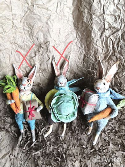 Ватные игрушки, заяц, кролик, ёлочная игрушка