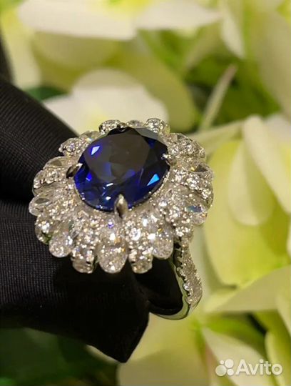 Кольцо серебро 925 пробы с сапфиром 4 ct