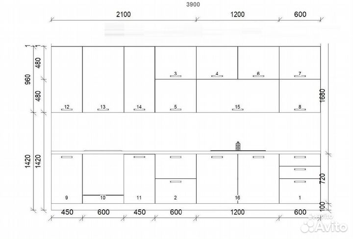 Новая прямая Кухня / Выставочный образец