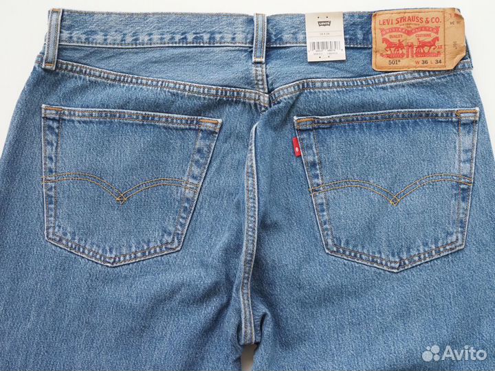 Джинсы Levis 501 medium stonewash новые 36/34