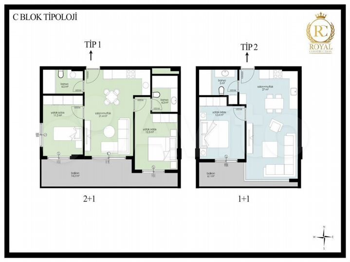 2-к. квартира, 66 м² (Турция)