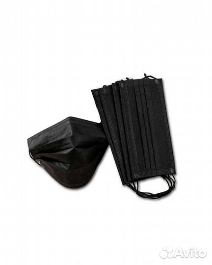 Маски одноразовые чёрные, 50 штук