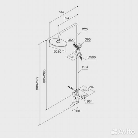 Душевая система Milardo Rora (rorwt4FM06)
