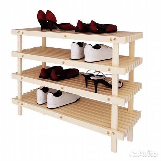 Полка для обуви 4х ярусная из массива сосны