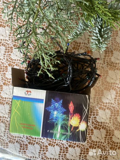 Гирлянда на елку 5 метров черный шнур