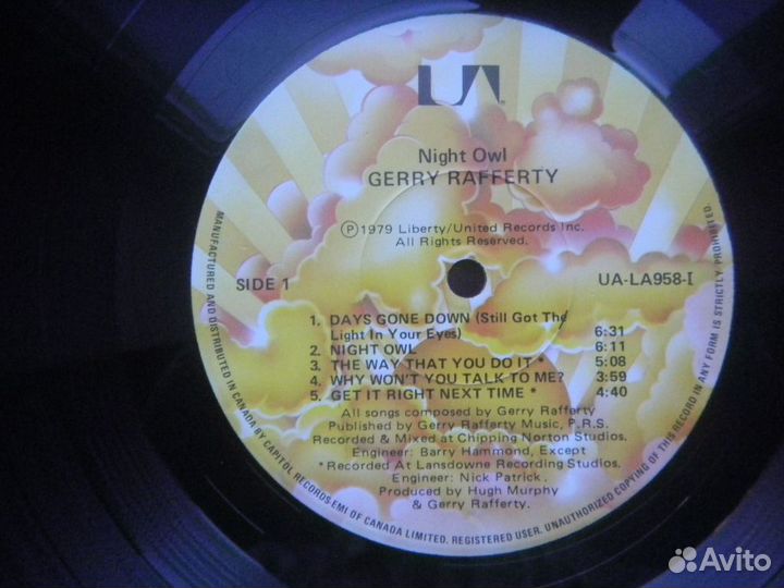Gerry Rafferty/Night Owl Can. UA In 79 EX++/EX