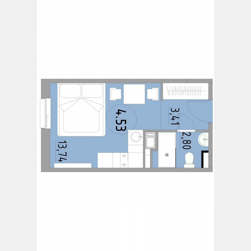 1-к. апартаменты, 20 м², 4/13 эт.