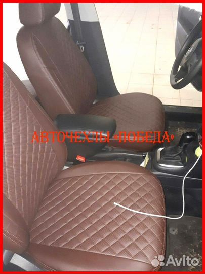 Чехлы Volkswagen Polo 5 Hb из экокожи шоколадные