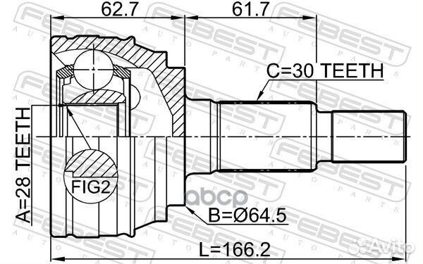 ШРУС наружный 28X64.5X30 audi Q7 07- 1710Q7 Febest