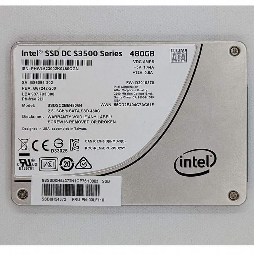 [SSDSC2BB480G4] Ssd Диск 00lf258, 00lf110, Ssd Dc S