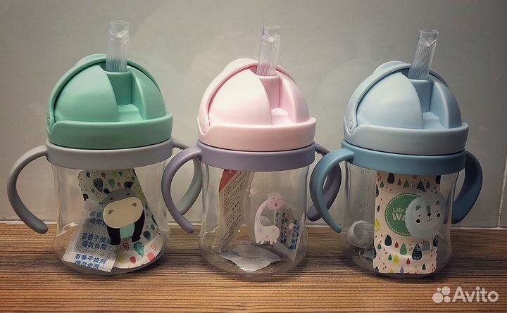 Детская бутылочка-непроливайка с трубочкой