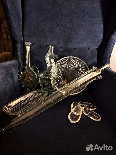 Винтажный хрусталь цветное Богемия, СССР см. Фото