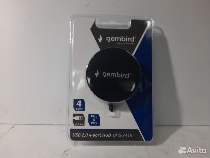 Концентратор USB 2.0 Gembird UHB-241B 4 порта каб