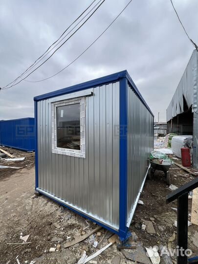 Бытовка 6х2.4 м с широким тамбуром в вагонке