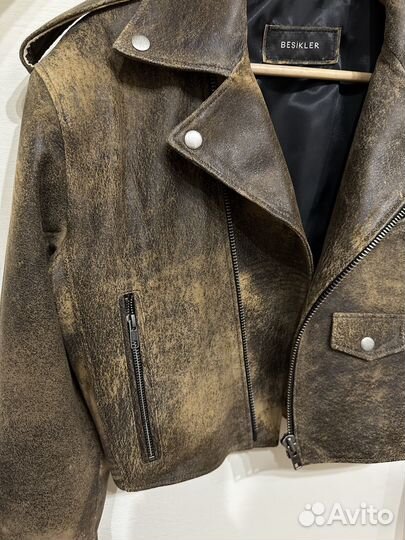 Кожаная куртка косуха под винтаж