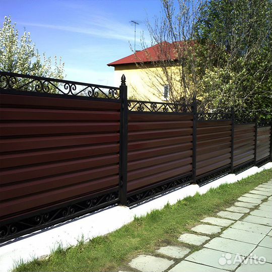 Горизонтальный забор из профнастила Бологое