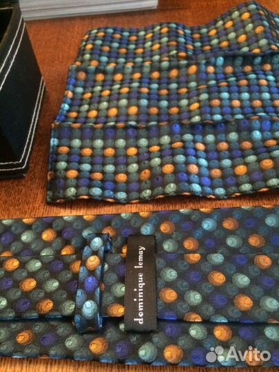 Галстук с запонками и платочком мужской новый в по