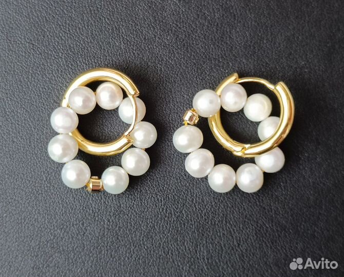 Серьги Конго натуральный Жемчуг и Лабрадор